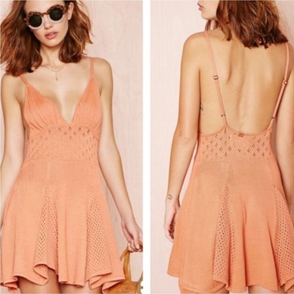 For Love and Lemons x Knitz Peach Babydoll Dress Size M - Picture 1 of 7